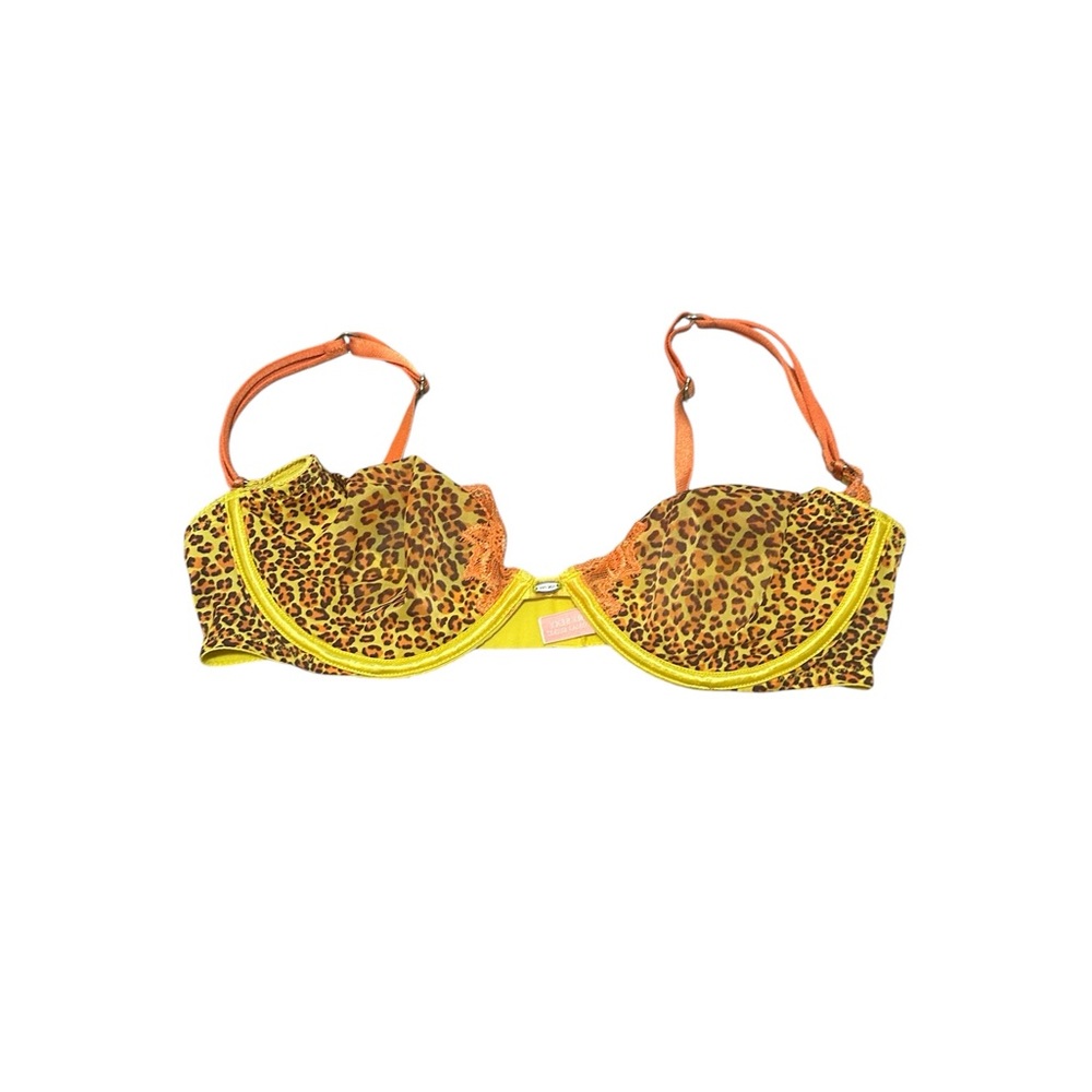 Victoria's Secret Leopard Print Bra Yellow and Orange Accents Very Secy 36C